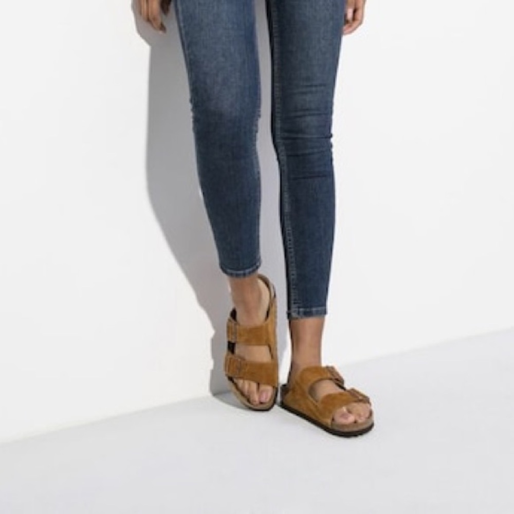 Birkenstock Women's Suede Two-Strap Sandals in Chestnut - Picture 4 of 11
